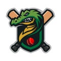 Crocodile head mascot logo for the Cricket team logo. vector illustration.