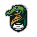 Crocodile head mascot logo for the Rugby team logo. vector illustration. Royalty Free Stock Photo