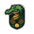 Crocodile head mascot logo for the Tennis team logo. vector illustration. Royalty Free Stock Photo