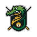 Crocodile head mascot logo for the Billiard team logo. vector illustration.