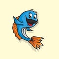 Mustache Fun Fish cartoon character vector Royalty Free Stock Photo