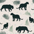 Seamless pattern with African panther animal. Creative tropical texture for fabric, wrapping, textile, wallpaper, apparel.