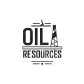 Oil derricks industrial vintage logo template illustration