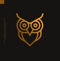 Gold vintage modern owl line logo icon