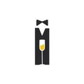 Bartender with glass of wine negative space logo icon