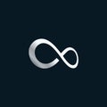 Shiny metallic tilted infinity symbol logo icon