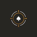 Vintage gold crosshair spades poker logo icon