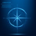 Abstract line and point compass icon. Low poly style design illustration Royalty Free Stock Photo