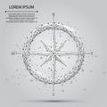 Abstract line and point compass icon. Low poly style design illustration Royalty Free Stock Photo