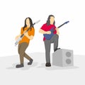 Guitarist and Bassist who perform on stage vector