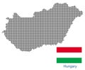 Hungary map with flag.