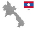 Laos map with flag.