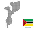 Mozambique map with flag.