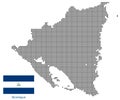 Nicaragua map with flag.