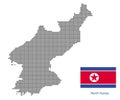 NorthKorea map with flag. Royalty Free Stock Photo