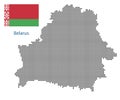 Belarus map with flag.