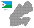 Djibouti map with flag.