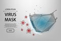 Abstract line and point protective face mask. Polygonal protection against viruses of coronavirus, bacteria, smog, COVID-19