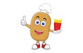 Cute potato cartoon giving thumb up, vertor illustration