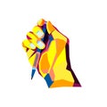 WPAP. abstract pop art style like a hand holding a pen Royalty Free Stock Photo