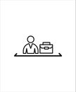 Workplace line icon,businessman work from office line icon.