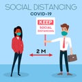 Social distancing. Stop coronavirus.COVID-19. Banners and headers for site. People wearing mask. Royalty Free Stock Photo