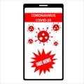 A vector of a mobile phone with the issue of pandemic coronavirus or covid-19 and its fake news spreading.