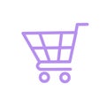 An icon of a shopping trolley isolated on the white background. Purple trolley icon could be used for the website, banner or ad. Royalty Free Stock Photo