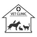 Logo of a veterinary clinic with images of animals on a white background Royalty Free Stock Photo
