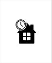 Home with time icon,vector best flat home with time icon. Royalty Free Stock Photo