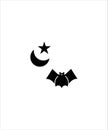 Night icon,moon with star and bat icon,fly bat icon.