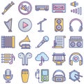 Multimedia and Music Line Style vector icons set every single icon can easily modify or edit  Multimedia and Music Line Style vec Royalty Free Stock Photo