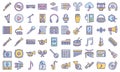 Multimedia and Music Line Style vector icons set every single icon can easily modify or edit Royalty Free Stock Photo