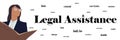 Legal assistance services landing page flat horizontal banner.