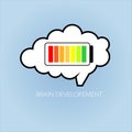 Vector illustration concept of brain development with icon of brain and battery with different color represent its energy fullness