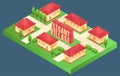 Elegant village isometric buildings set