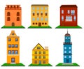 6 Buildings Vector Illustration, editable source file, artwork For info-graphics, Motion-graphics, 2D Animation