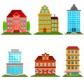 6 Types of Buildings Vector Illustration for Infographics, Motiongraphics, Posters, Website Royalty Free Stock Photo