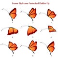 Butter fly Vector Illustration, Frame by Frame Animated Butterfly editable source file