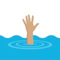 Illustration of a man drowning and raising his hand for help out of the water Royalty Free Stock Photo