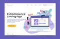 Web page design templates for online shopping, digital marketing, teamwork, business strategy and analytics. Modern vector illustr