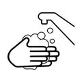 Wash your hands or safe hand washing vector symbol. Royalty Free Stock Photo