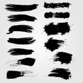 Big set of Grunge Paint stripes . Vector brush Stroke . Distressed banner . Black isolated paintbrush Large collection . Modern Te Royalty Free Stock Photo