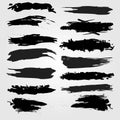 Big collection of black paint, ink brush strokes, brushes, lines, grungy. Dirty artistic design elements, boxes, frames. Vector il Royalty Free Stock Photo