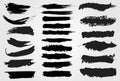 Big collection of black paint, ink brush strokes, brushes, lines, grungy. Dirty artistic design elements, boxes, frames. Vector il Royalty Free Stock Photo