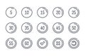 Timer and timepiece related line icon set.
