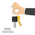 Car key in hand simple flat style isolated on white Royalty Free Stock Photo