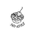 Hand drawn apple pie with ink and pen. Vintage black and white illustration. Sweet and dessert vector element. Royalty Free Stock Photo