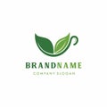 Our combination Leaf & tea vector logo Royalty Free Stock Photo