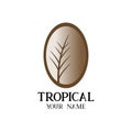 Tropical brown leaf logo vector